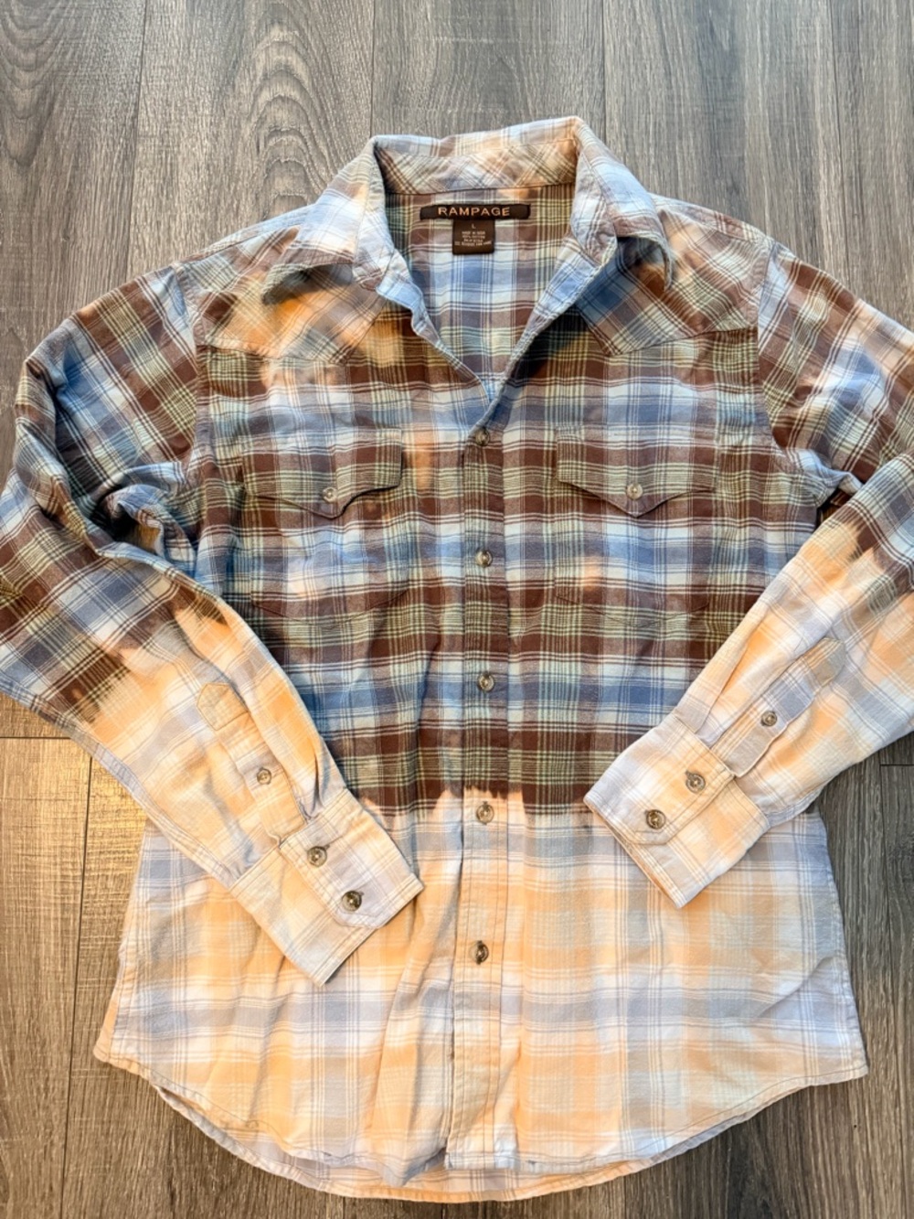 Rampage Men’s Plaid flannel Long Sleeve Shirt - Blue & Brown.